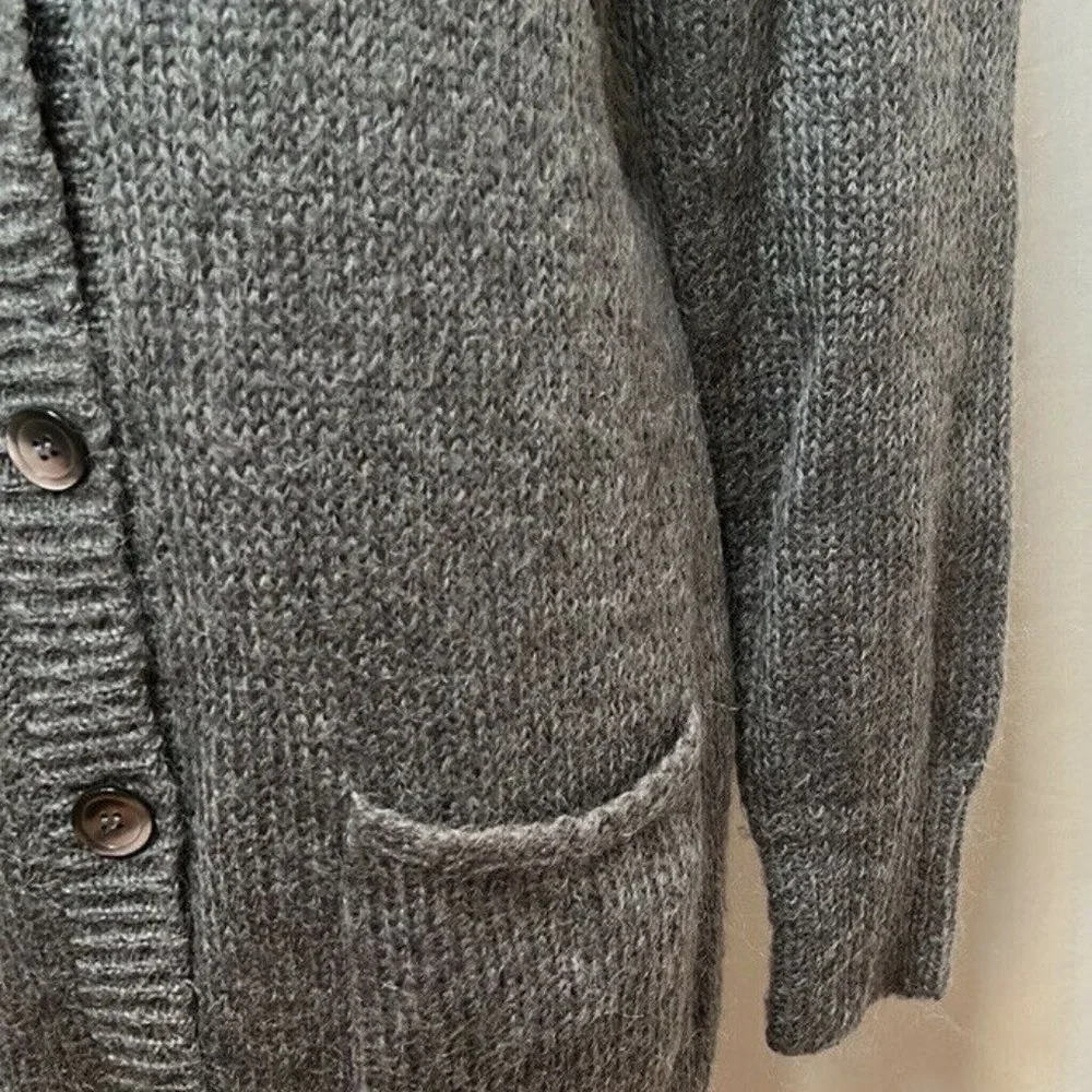 Ann Taylor Gray Mohair V Neck Long Cardigan Sweater - Picture 3 of 12